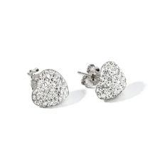  Fehér Szív Alakú Swarovski® Kristályokkal Kirakott S925 Ezüst Fülbevaló -10mm fülbevaló