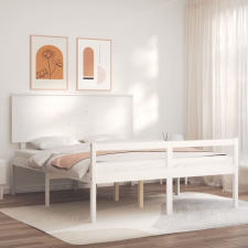 fehér tömör fa ágy időseknek fejtámlával King Size ágy és ágykellék