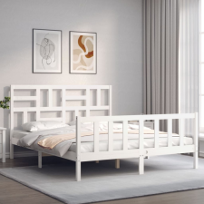 Fehér tömör fa ágykeret fejtámlával King Size ágy és ágykellék