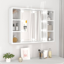  Fehér tükrös szekrény LED-ekkel 76 x 15 x 55 cm fürdőszoba bútor