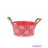  Fehér virágmintás bádog tál 22cm - Pink