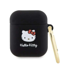 Fejhallgató tok, Hello Kitty, Airpods 1/2 kompatibilis, szilikon, 3D, fekete fülhallgató, fejhallgató tok
