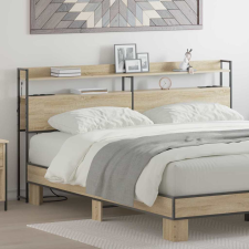  Fejtámla LED -es lámpákkal sonoma tölgy 180 cm Faanyag ágy és ágykellék