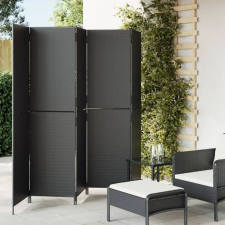  Fekete 5-paneles polyrattan térelválasztó bútor