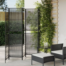  Fekete 5-paneles polyrattan térelválasztó bútor