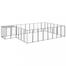 Fekete acél kutyakennel 15,73 m² szállítóbox, fekhely kutyáknak