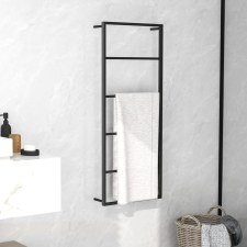 Fekete acél törölközőtartó 45 x 10 x 115 cm fürdőszoba kiegészítő