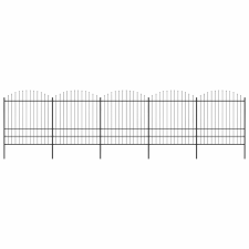  Fekete acélkerítés lándzsás tetejű szegéllyel 892,5 x 200 cm építőanyag