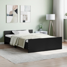 fekete ágykeret fej- és lábtámlával 120 x 190 cm ágy és ágykellék