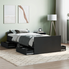  fekete ágykeret fej- és lábtámlával 90 x 190 cm ágy és ágykellék