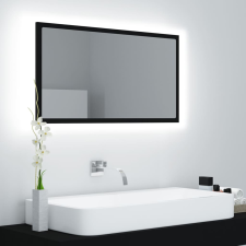 Fekete akril LED-es fürdőszobai tükör 80x8,5x37 cm fürdőszoba bútor