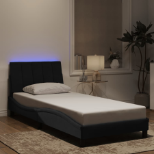 fekete bársony ágykeret LED-világítással 90 x 200 cm ágy és ágykellék