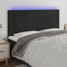  Fekete bársony LED-es fejtámla 160x5x118/128 cm ágy és ágykellék