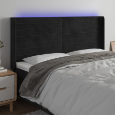  fekete bársony LED-es fejtámla 183x16x118/128 cm ágy és ágykellék