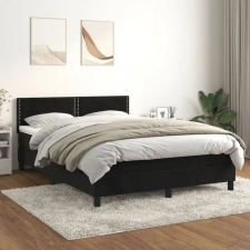  fekete bársony rugós ágy matraccal 140 x 190 cm ágy és ágykellék