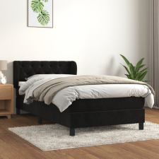  fekete bársony rugós ágy matraccal 80 x 200 cm ágy és ágykellék