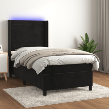  fekete bársony rugós és LED-es ágy matraccal 80 x 200 cm ágy és ágykellék