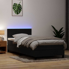 fekete bársony rugós és LED-es ágy matraccal 90x210 cm ágy és ágykellék