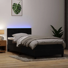  fekete bársony rugós és LED-es ágy matraccal 90x210 cm ágy és ágykellék