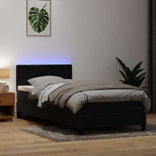  fekete bársony rugós és LED-es ágy matraccal 90x220 cm ágy és ágykellék