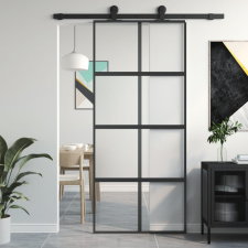  fekete edzett üveg és alumínium tolóajtó 90 x 205 cm építőanyag