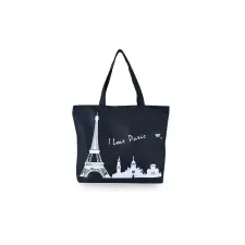  Fekete Eiffel Torony Mintás Közepes Méretű Válltáska kézitáska és bőrönd