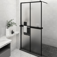 fekete ESG üveg és alumínium zuhanyfal polccal 118 x 190 cm kád, zuhanykabin