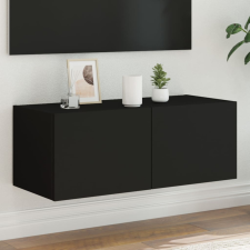  fekete fali TV-szekrény LED-világítással 80x35x31 cm bútor