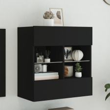  fekete falra szerelhető TV-szekrény LED-lámpákkal 58,5x30x60,5 bútor