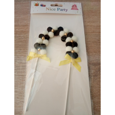  Fekete-fehér boltív pompom tortadísz sütés és főzés