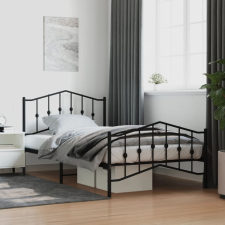  fekete fém ágykeret fej- és lábtámlával 100 x 200 cm ágy és ágykellék
