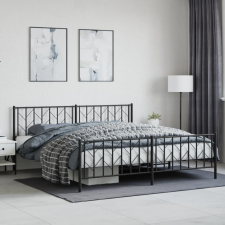  fekete fém ágykeret fej- és lábtámlával 193 x 203 cm ágy és ágykellék