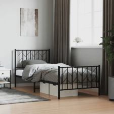  fekete fém ágykeret fej- és lábtámlával 90 x 190 cm ágy és ágykellék