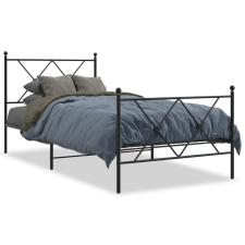  Fekete fém ágykeret fej- és lábtámlával 90 x 190 cm ágy és ágykellék