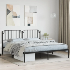  Fekete fém ágykeret fejtámlával 183 x 213 cm ágy és ágykellék