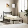  Fekete fém ágykeret fejtámlával 90 x 190 cm