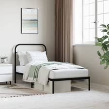fekete fém ágykeret fejtámlával 90 x 200 cm ágy és ágykellék