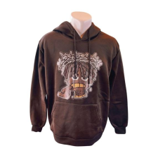  Fekete figurás férfi kapucnis pulóver (méret: M) férfi pulóver, kardigán