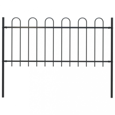 fekete hajlított tetejű acélkerítés 1,7 m kerti bútor