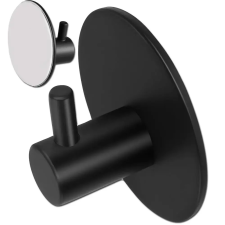  Fekete, kerek, öntapadós, rozsdamentes acél törölközőtartó akasztó beépíthető gépek kiegészítői