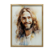 FEKETE KERETES FALI PLAKÁT MOSOLYGÓ JÉZUS 40x50 CM grafika, keretezett kép