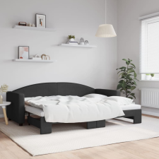 fekete kihúzható szövet heverő 80 x 200 cm ágy és ágykellék