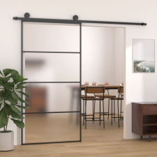 fekete matt ESG üveg és alumínium tolóajtó 102,5x205 cm építőanyag