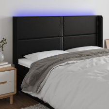  Fekete műbőr LED-es fejtámla 163x16x118/128 cm ágy és ágykellék