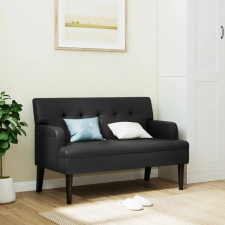  fekete műbőr pad háttámlával 112x65,5x75 cm bútor