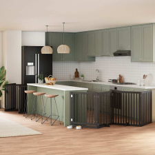  fekete nyárfa 12 paneles összecsukható kutyakapu ajtóval 960 cm kutyafelszerelés