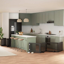  fekete nyárfa 12 paneles összecsukható kutyakapu ajtóval 960 cm kutyafelszerelés