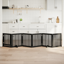  fekete nyárfa 6 paneles összecsukható kutyakapu ajtóval 300 cm kutyafelszerelés