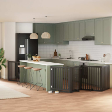  fekete nyárfa 6 paneles összecsukható kutyakapu ajtóval 480 cm kutyafelszerelés