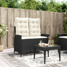 fekete polyrattan dönthető kerti pad párnával kerti bútor